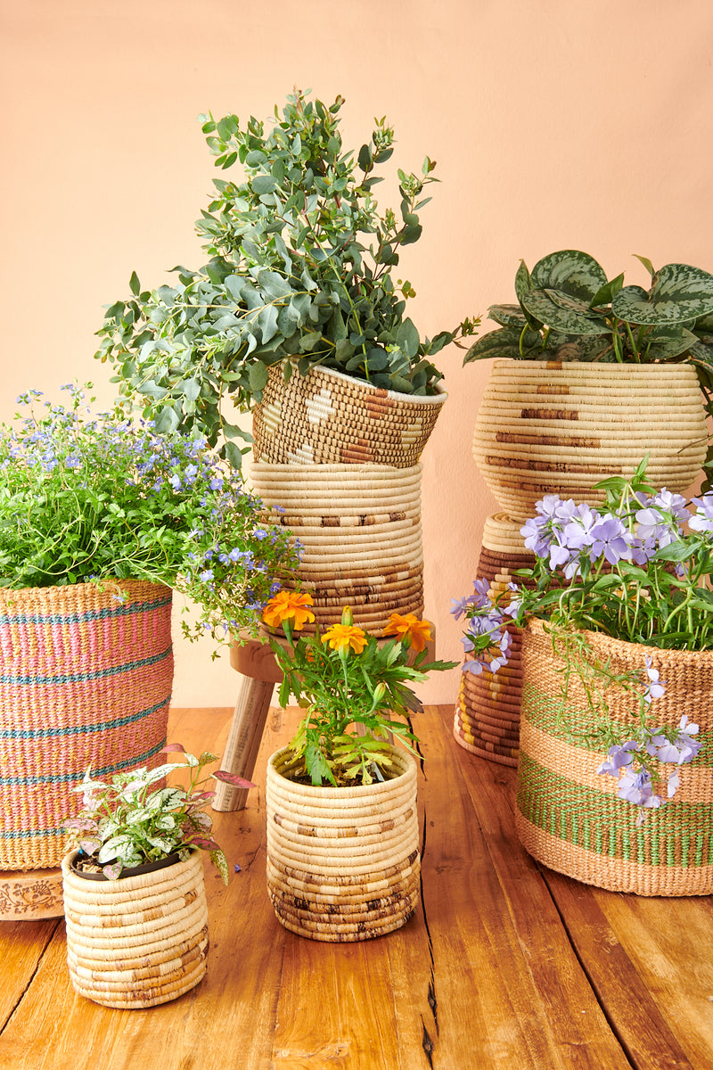 woven baskets for plants Natural Banana Bark Planter Baskets