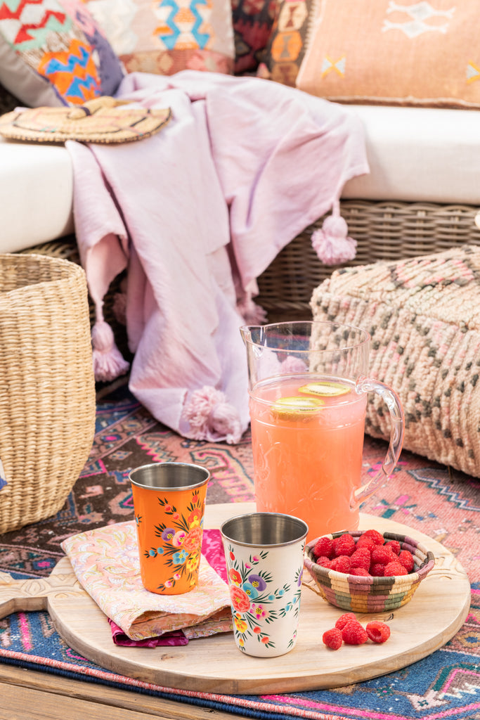 Colorful floor pillows, Moroccan poufs, bohemian home decor and interior design
