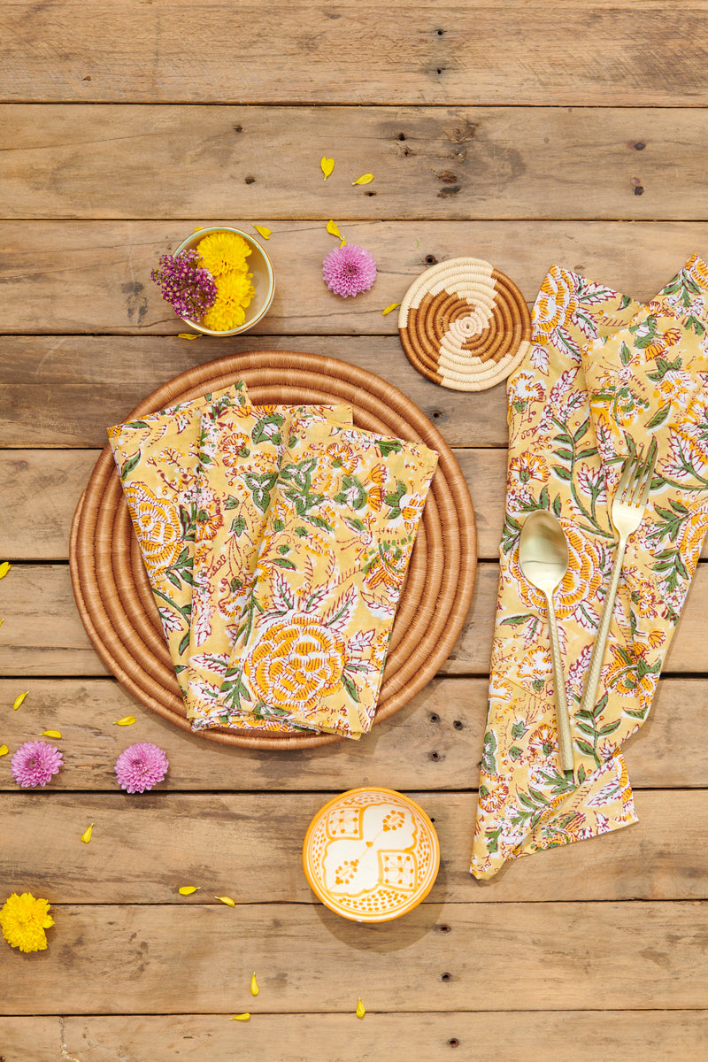 Block Print Cotton Napkin Meadow Gold