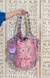 Colorful bohemian tote bag crafted from Guatemalan textiles