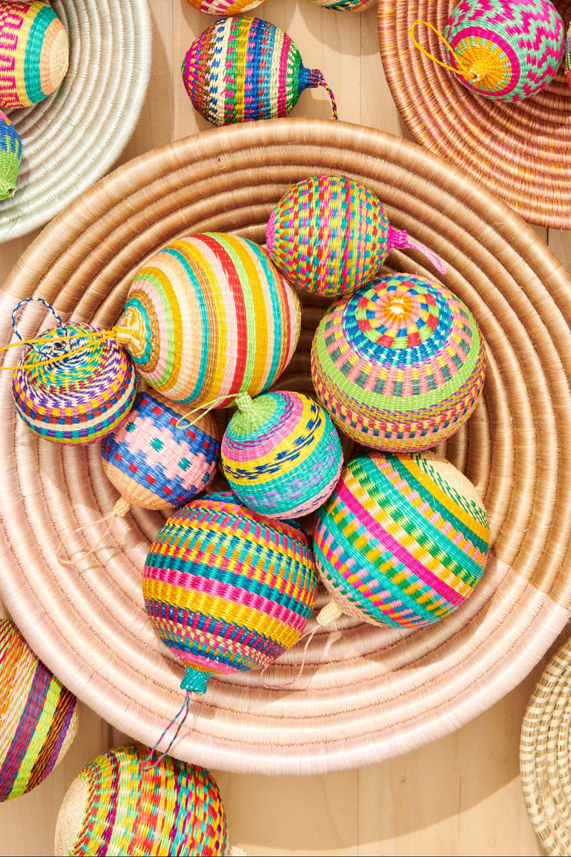 Handwoven Multicolor Jipi Palm Christmas Ornament