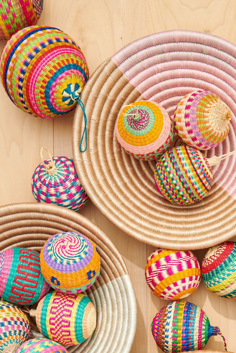 Handwoven Multicolor Jipi Palm Christmas Ornament