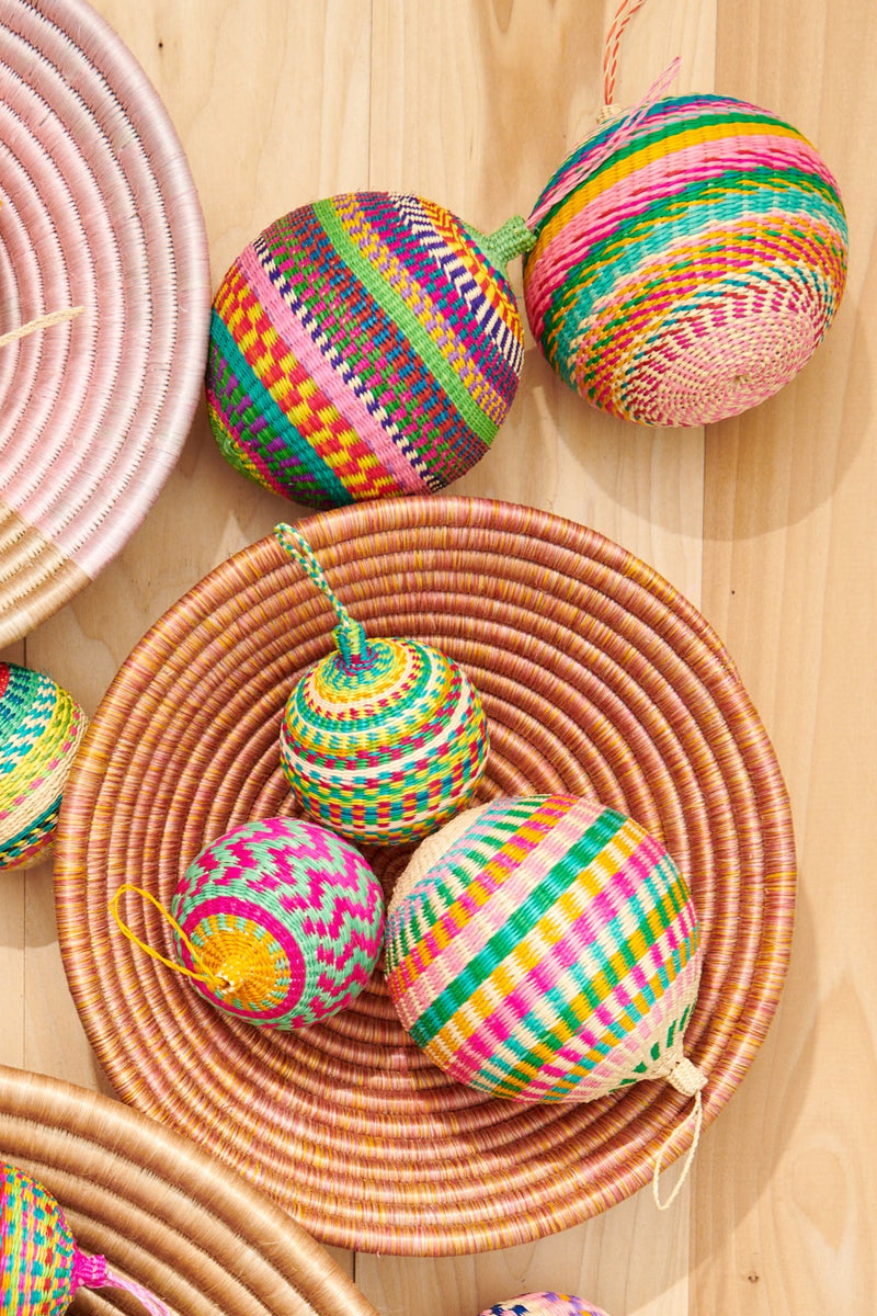 Handwoven Multicolor Jipi Palm Christmas Ornament