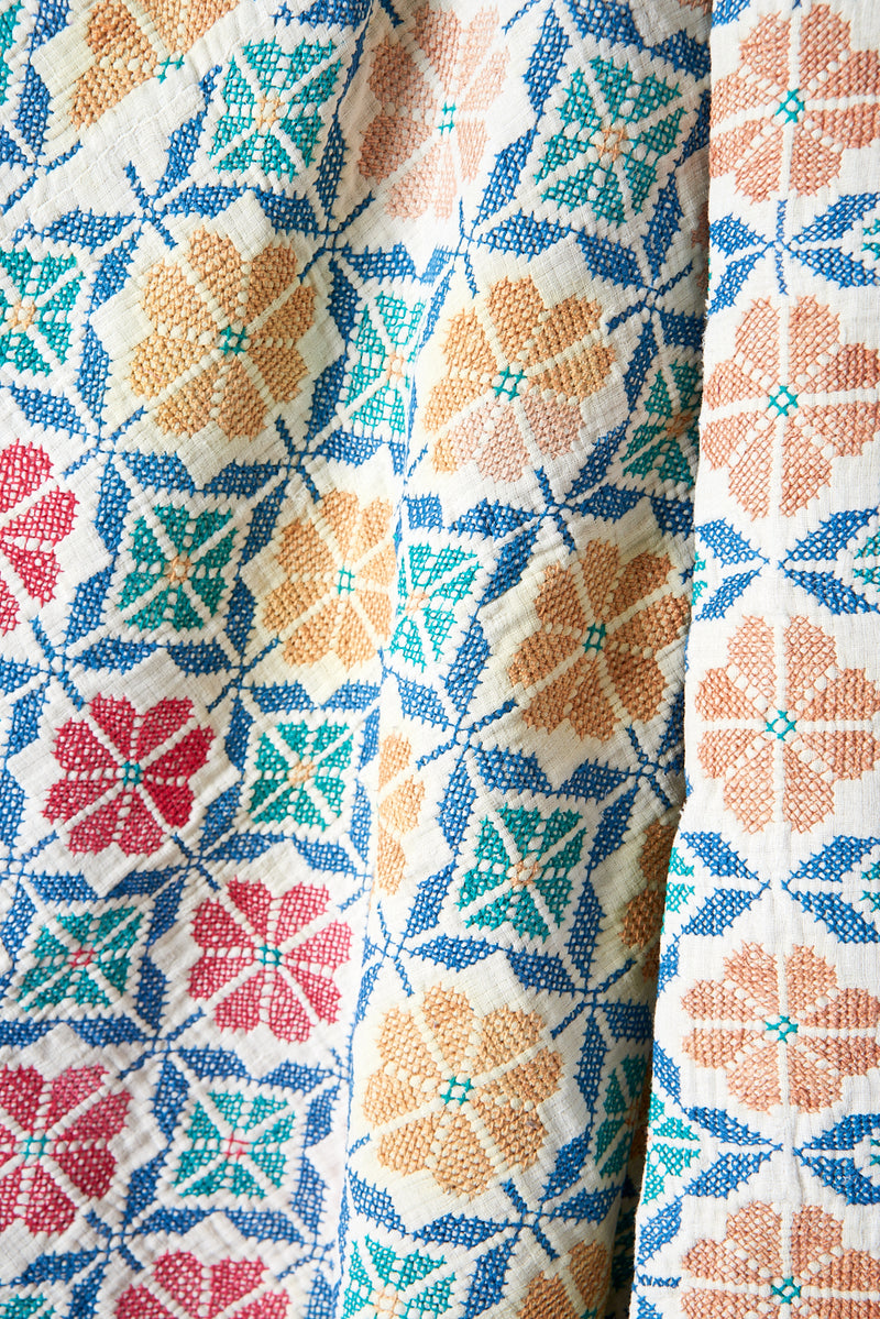 Embroidered Rare Vintage Kantha Quilt Frida