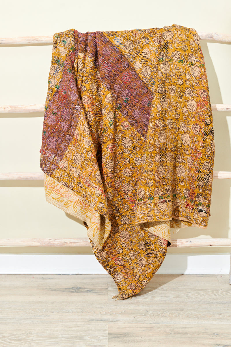 Block Print Vintage Kantha Quilt Navya