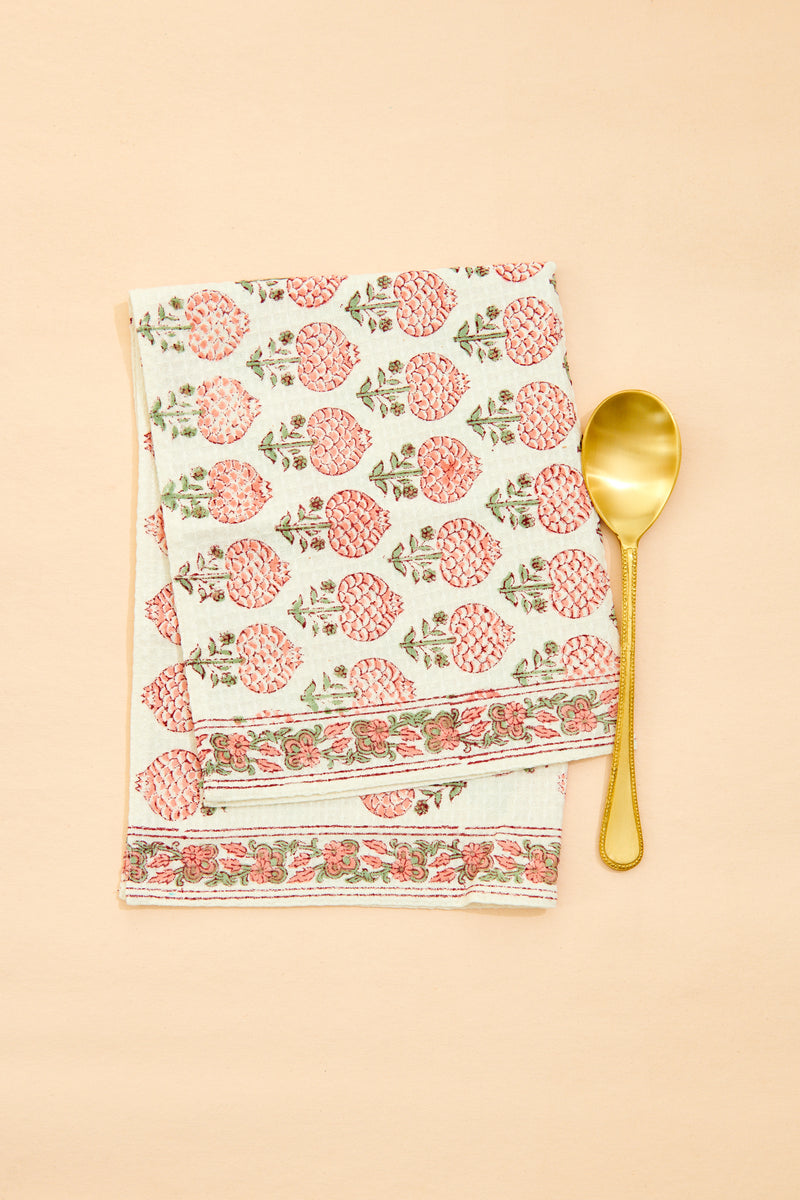 Block Print Waffle Holiday Kitchen Towels