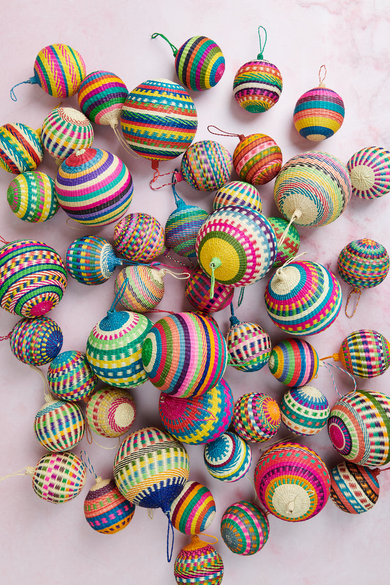 Handwoven Multicolor Jipi Palm Christmas Ornament