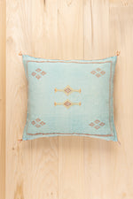 Moroccan Cactus Silk Pillow Aqua