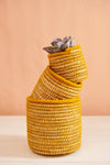 Handwoven Moroccan Planter Basket Palm Honey