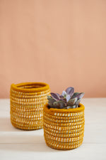 Handwoven Moroccan Planter Basket Palm Honey