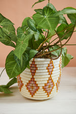 Handwoven Moroccan Planter Basket Diamond Sunset