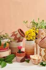Handwoven Basket Vase Sunset Stripe