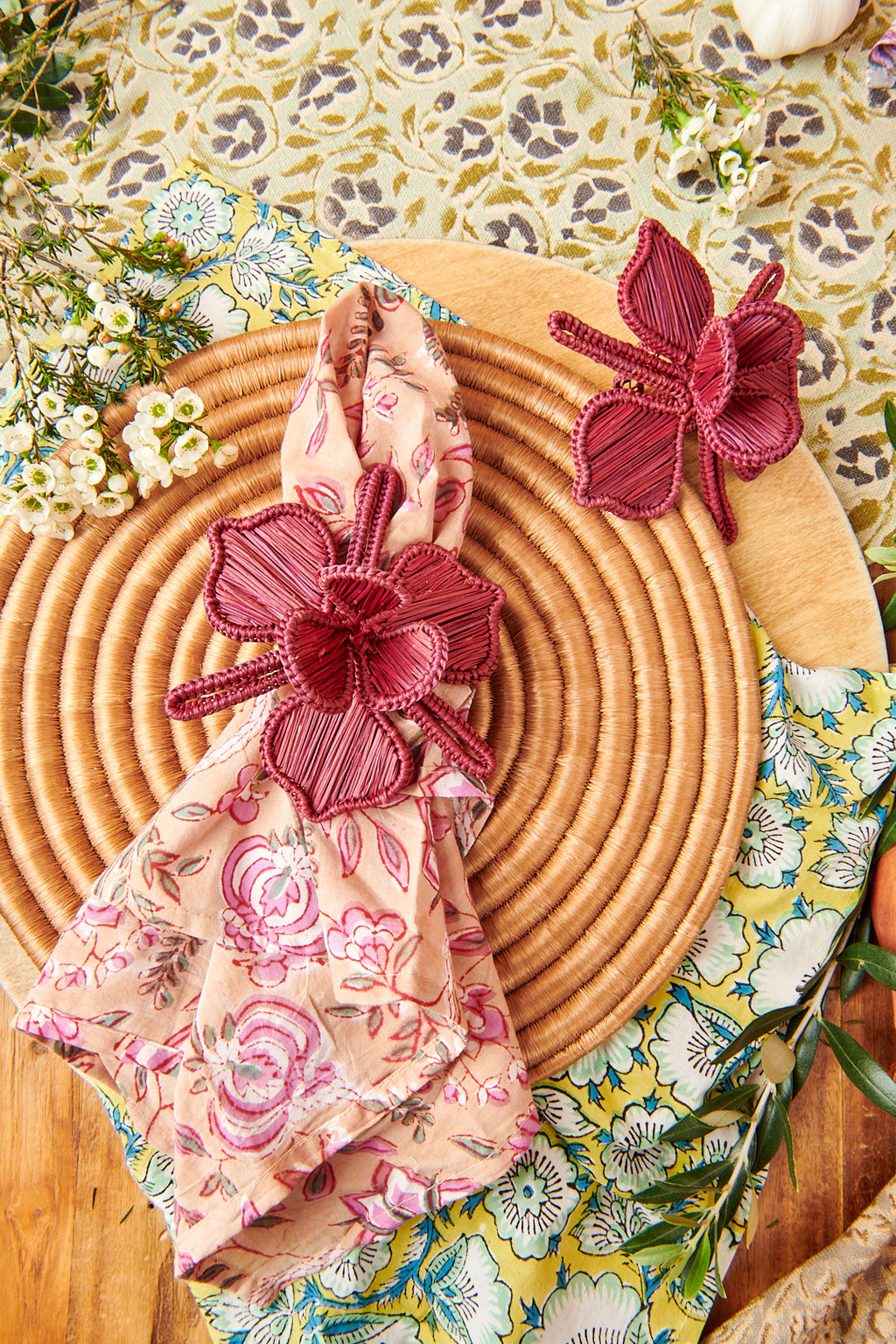 Block Print Cotton Napkin Persimmon Blush