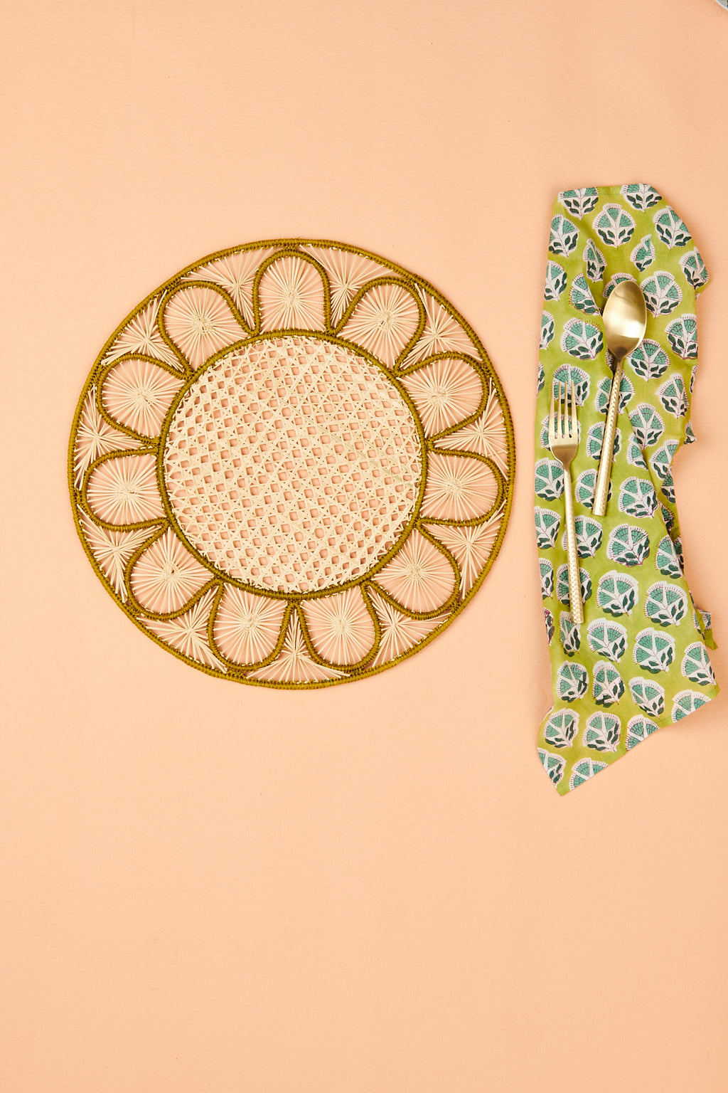 Iraca Sun Woven Placemat Natural Olive