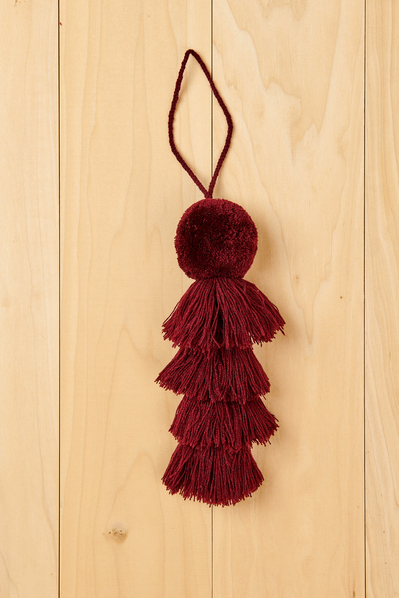 Pom Pom Tassel Burgundy