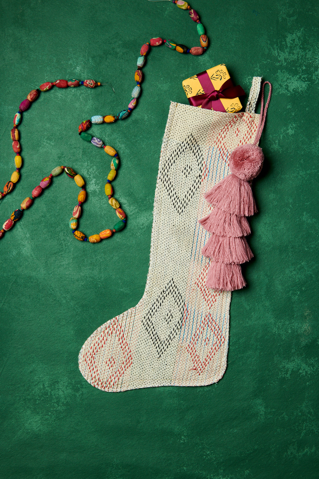One of a Kind Kantha Stocking
