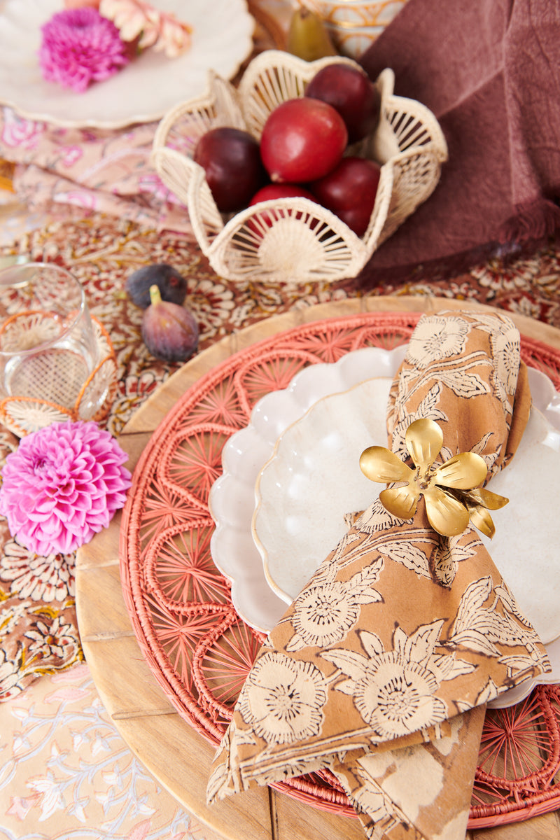 Hand Forged Brass Flora Napkin Ring