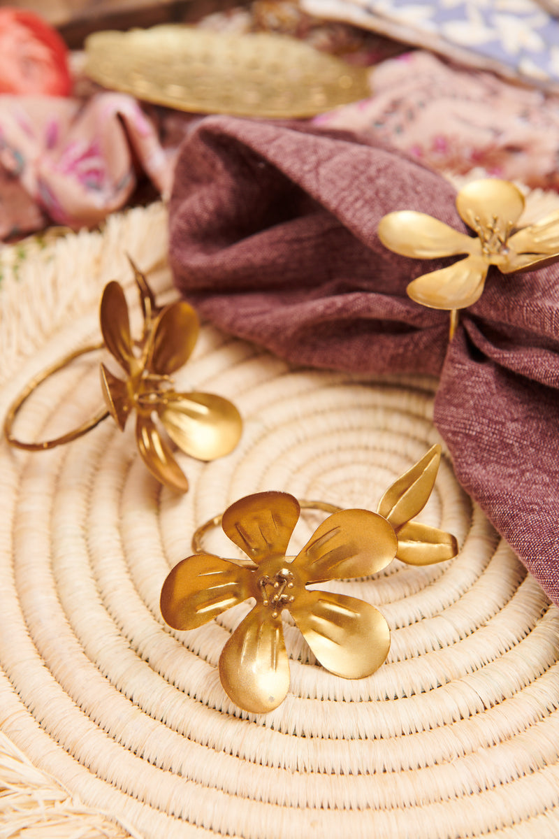 Hand Forged Brass Flora Napkin Ring