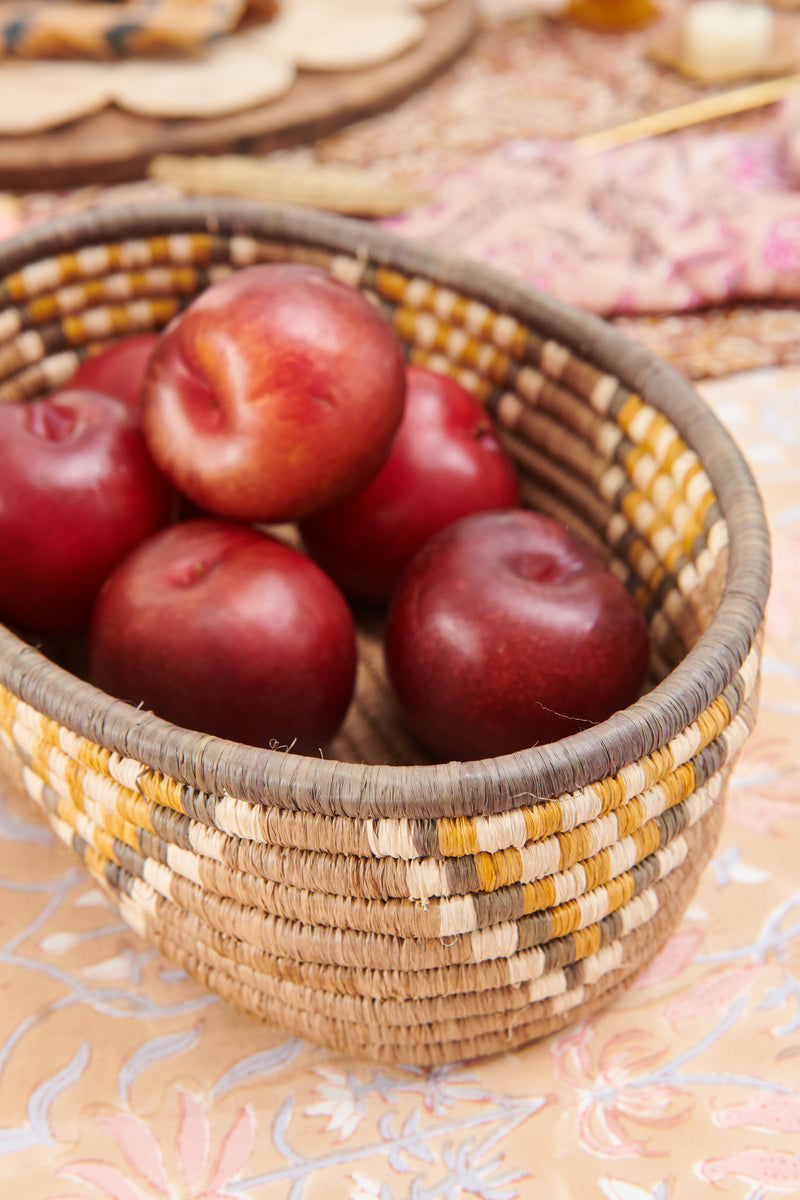 Handwoven Oval Storage Basket Walnut Maize