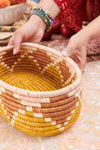 Handwoven Oval Storage Basket Terracotta Gold