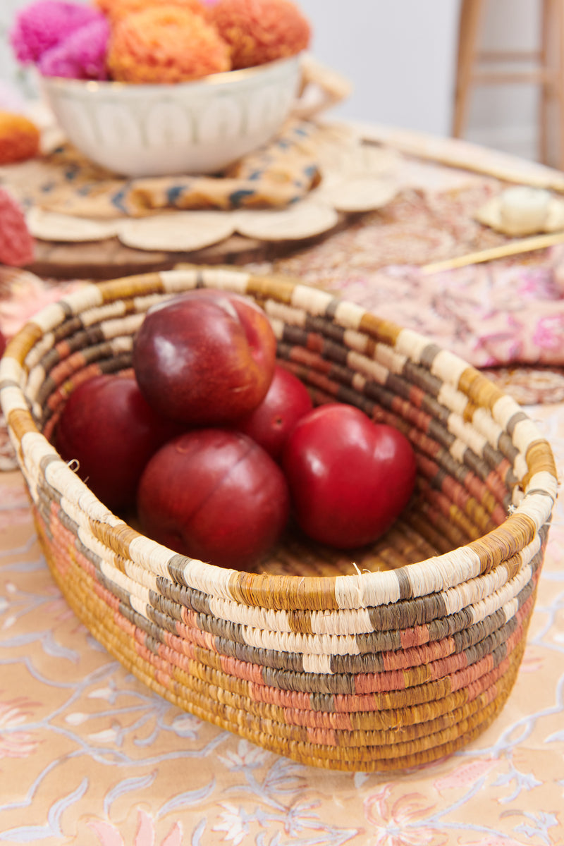 Handwoven Oval Storage Basket Nutmeg