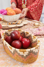 Handwoven Oval Storage Basket Nutmeg