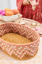 Handwoven Oval Storage Basket Blush Maple