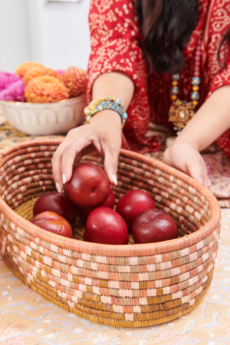 Handwoven Oval Storage Basket Blush Maple