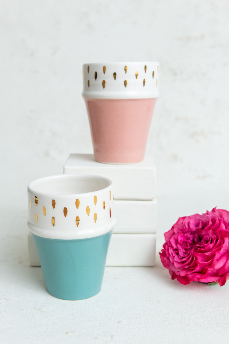 Moroccan Beldi Gold Dash Ceramic Cups