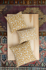 Hand Block Printed Linen Pillows Gold Garden