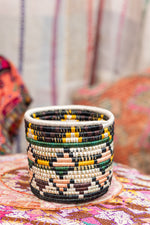 Handwoven Planter Basket Blush + Green