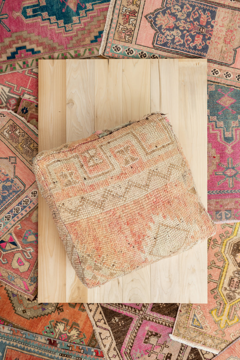 Moroccan Pouf Floor Pillow Cover Peach Sand